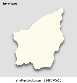 3d isometric map of San Marino isolated with shadow. Paper card style vector illustration