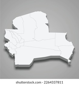 Mapa isométrico 3d de Santa Cruz es una provincia de Bolivia aislada a la sombra 