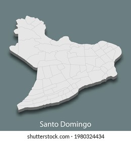 3d isometric map of Santo Domingo is a city of Dominican Republic , vector illustration