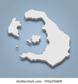3 d mapa isométrico de Santorini es una isla en Grecia, ilustración vectorial aislada