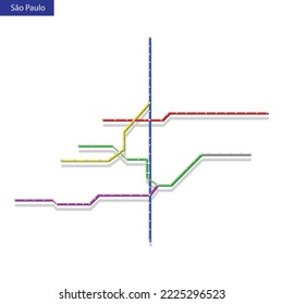 3d isometric Map of the Sao Paulo metro subway. Template of city transportation scheme for underground road