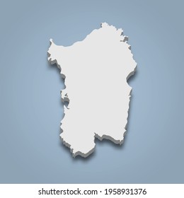 3d isometric map of Sardinia is an island in Italy, isolated vector illustration