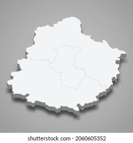 3d isometric map of Sarthe is a department in France, vector illustration