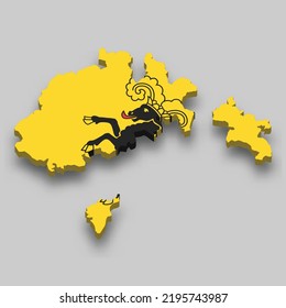 3d-isometrische Karte Schaffhausen ist eine Region mit nationaler Flagge