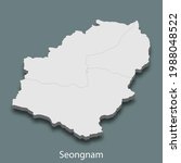 3d isometric map of Seongnam is a city of Korea, vector illustration