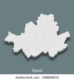 3d isometric map of Seoul is a city of Korea, vector illustration