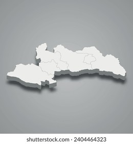 Mapa isométrico 3d de Shinyanga es una región de Tanzania, ilustración vectorial