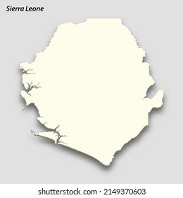 3d isometric map of Sierra Leone isolated with shadow. Paper card style vector illustration