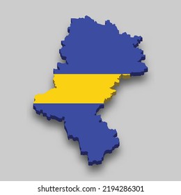 3d Mapa isométrico de Silesia es una región de Polonia con bandera nacional