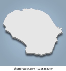 3d isometric map of Silhouette is an island in Seychelles, isolaated vector illustration