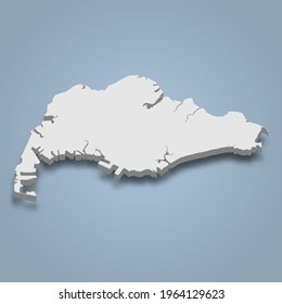 3d isometric map of Singapore Island is an island in Asia, isolated vector illustration