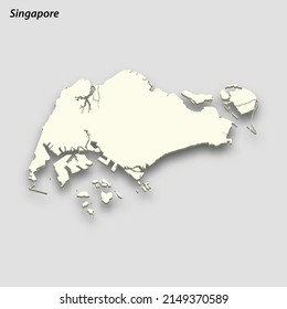 3d isometric map of Singapore isolated with shadow. Paper card style vector illustration
