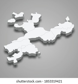 3d isometrische Karte von Solothurn ist ein Kanton Schweiz, Vektorgrafik