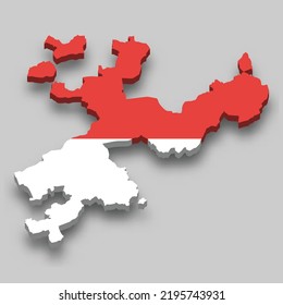 3d isometric Map of Solothurn is a region of Switzerland with national flag