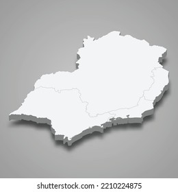 3d isometric map Southeast Region of Brazil, isolated with shadow