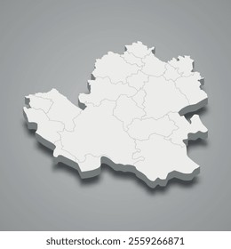 3d isometric map of Southeast Slovenia is a region of Slovenia, vector illustration