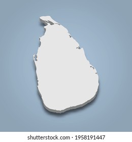 3d isometric map of Sri Lanka is an island in Indian Ocean, isoaated vector illustration