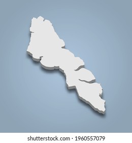 3d isometric map of Streymoy is an island in Faroe Islands, isolated vector illustration