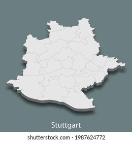 3d isometric map of Stuttgart is a city of Germany, vector illustration
