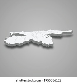 3d isometric map of Sucre is a state of Venezuela, vector illustration
