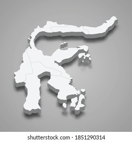 3d isometric map of Sulawesi is a island of Indonesia, vector illustration