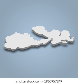 3d isometric map of Sumbawa is an island in Indonesia, isolated vector illustration
