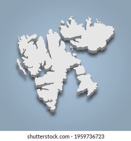 3d isometric map of Svalbard is an island in Norway, isolated vector illustration