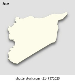 3d isometric map of Syria isolated with shadow. Paper card style vector illustration