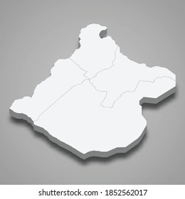 3d isometric map of Tacna is a region of Peru, vector illustration
