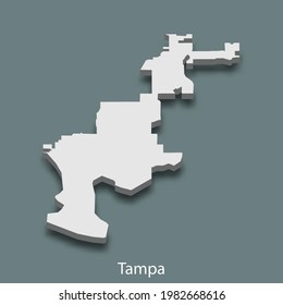 3d isometric map of Tampa is a city of United States, vector illustration