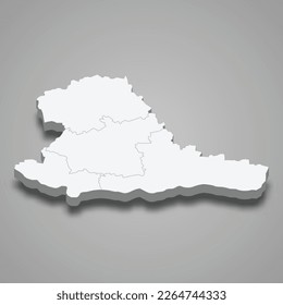 3d isometric map of Taurage county is a region of Lithuania isolated with shadow 