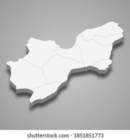 3d isometric map of Tekirdag is a province of Turkey, vector illustration