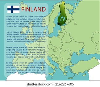3d isometric map template of finland, europe