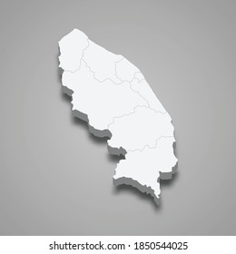 Mapa isométrico 3d de Terengganu es un estado de Malasia, ilustración vectorial