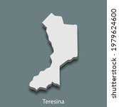 3d isometric map of Teresina is a city of Brazil , vector illustration