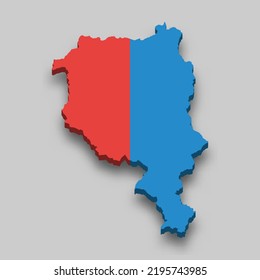 3d isometrische Karte des Tessins ist eine Region mit nationaler Flagge