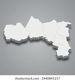 3d isometric map of Tigray is a region of Ethiopia, vector illustration
