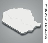 3d isometric map of Tindouf is a region of Algeria, vector illustration