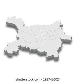 3d isometric map of Tirana City is a Capital of Albania, vector illustration