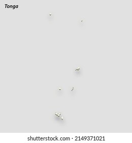 3d isometric map of Tonga isolated with shadow. Paper card style vector illustration