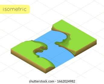 3d isometric map with transitions of vertices. Colorful flat landscape. Travel, tourism, navigation and business background. Topography Vector illustration isolated. Icons for city maps, games