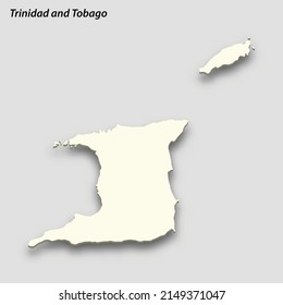 3d isometric map of Trinidad and Tobago isolated with shadow. Paper card style vector illustration