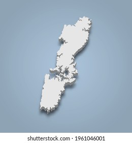 3d isometric map of Tsushima is an island in Japan, isolated vector illustration