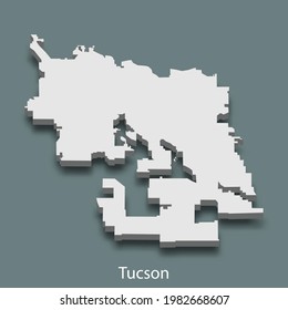 3d isometric map of Tucson is a city of United States, vector illustration