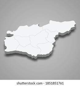 Mapa isométrico 3d de Tunceli es una provincia de Turquía, ilustración vectorial
