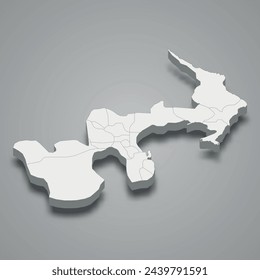 3d isometric map of Tunis is a Governorate of Tunisia, vector illustration