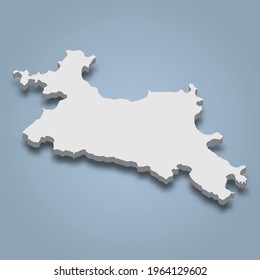 3d isometric map of Ukerewe is an island in Tanzania, isolated vector illustration