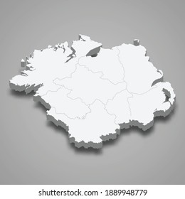 3d isometric map of Ulster is a province of Ireland, vector illustration
