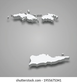 3d isometric map of United States Virgin Islands, isolated with shadow vector illustration