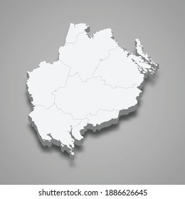 3d isometric map of Uppsala is a county of Sweden, vector illustration